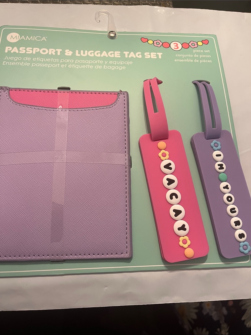 Kids Passport & Luggage Tag Set - Pink & Purple